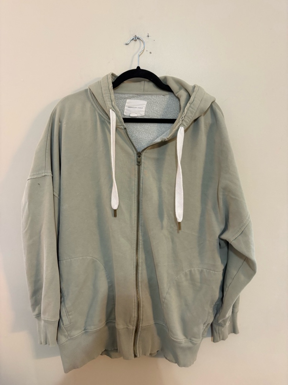 American Eagle Outfitters Light Sage Green Zip-Up Hoodie